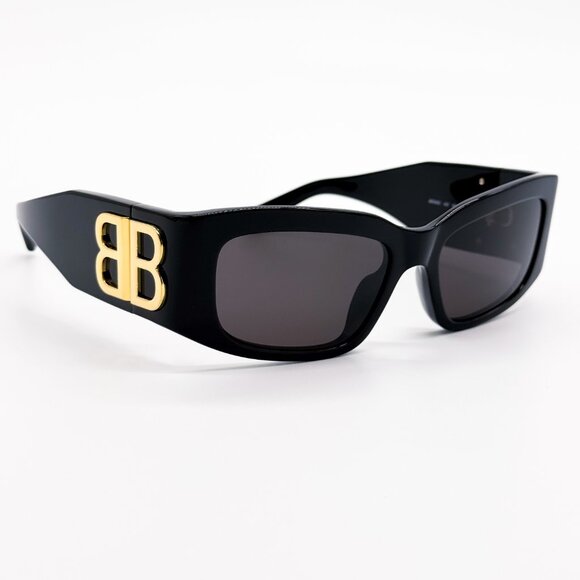 NEW BALENCIAGA BB0360S 005 SUNGLASSES UNISEX BLACK RECTANGULAR BALENCIAGA - Picture 5 of 13